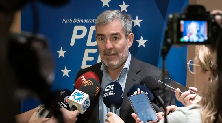 Fernando Clavijo, secretario general de CC, en una rueda de prensa.