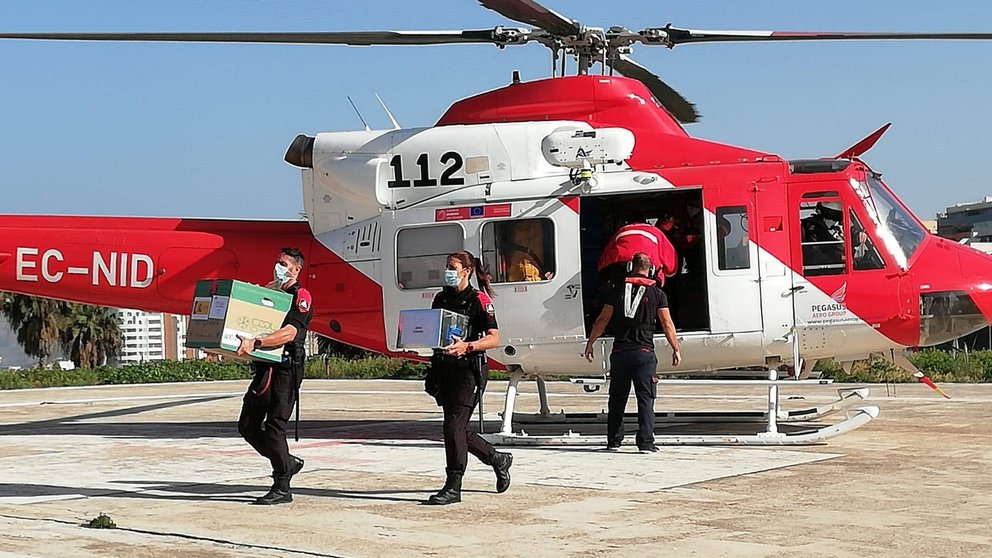 Helicóptero del GES. Imagen de Archivo de la Consejería de Sanidad.