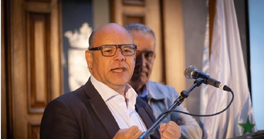 José Miguel Barragán y Mario Cabrera el pasado viernes en Arrecife durante la presentación de la candidatura de Echedey Eugenio.