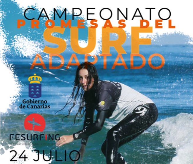 Cartel de. Campeonato
Nacional de surf infantil y surf adaptado Promesas del Surf
Fuerteventura’22.