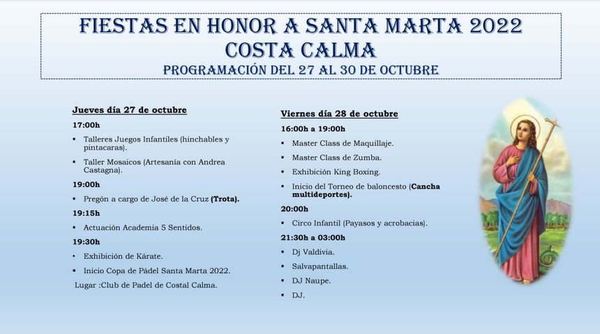 Cartel del programa de las fiestas de Santa Marta.