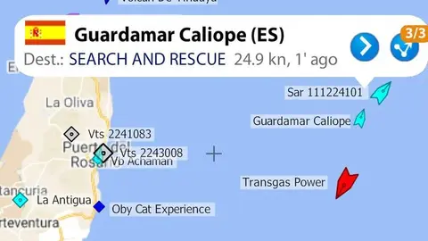 Localizaci&oacute;n de las pateras aportada por Guardamar Cal&iacute;ope.