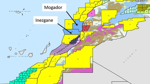 Yacimientos de Inezgane y Mogador publicados por Europa Oil & Gas en en Twitter.
