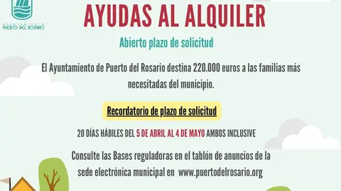 Cartel de Ayudas al Alquiler de Puerto del Rosario.