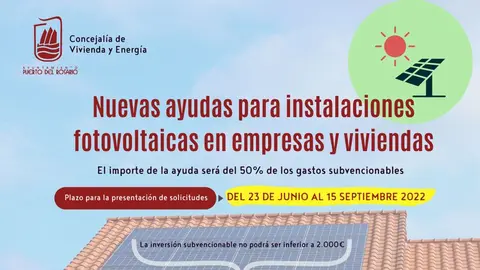 Cartel anunciador de las ayudas para las instalaciones en empresas y viviendas.