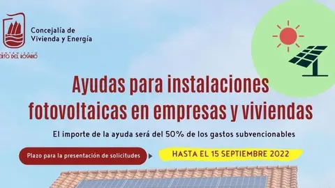 Cartel de las ayudas para instalaciones fotovoltaicas en empresas viviendas.