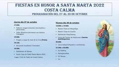 Cartel del programa de las fiestas de Santa Marta.