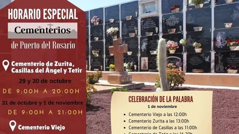 Horario para el d&iacute;a de Todos los Santos del Cementerio de Puerto del Rosario.