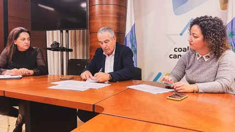 Nereida Calero, Mario Cabrera y Jana Gonz&aacute;lez, diputados de CC de Fuerteventura.